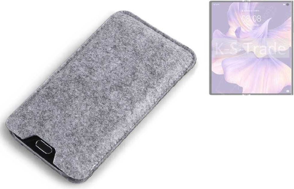 K-S-Trade Filz Handyhülle kompatibel mit Huawei Mate Xs 2 Schutzhülle Filztasche Filz Tasche Case Sleeve Handy Hülle Filzhülle grau