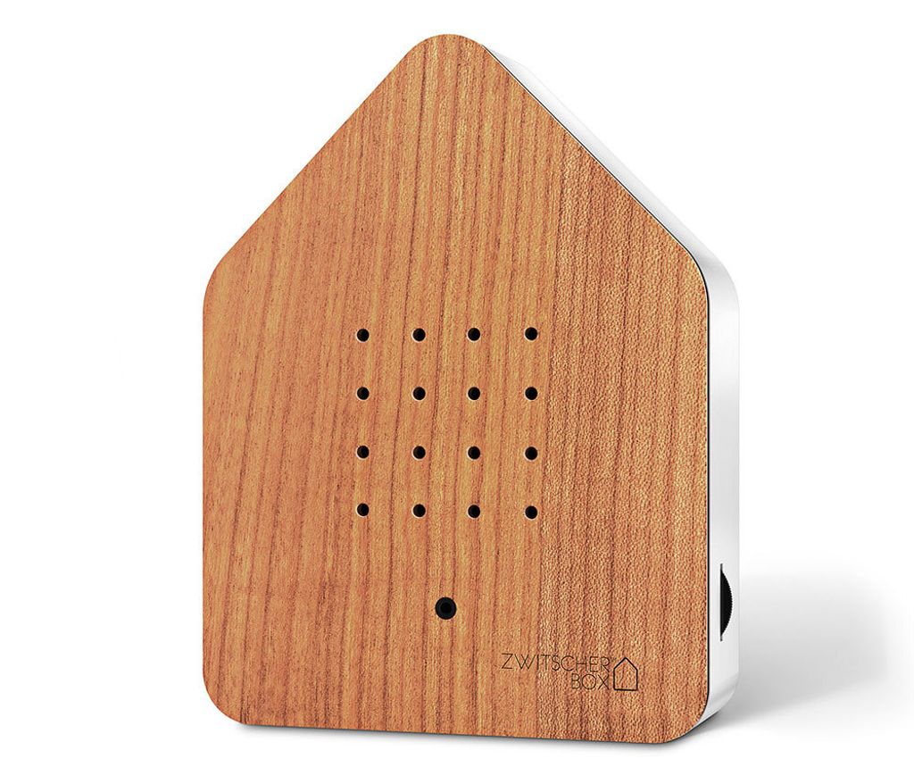 Boîte à gazouillis Bois Cerise Blanc Gazouillis d'oiseaux Image du produit 