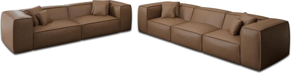 Echtleder 4-3-Sitzer Sofa Set Arelia Braun
