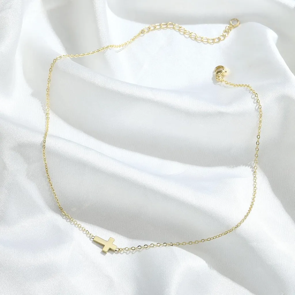 TINGN Collana Donna Oro 14k – Placcata Lunga A Y Con Ciondolo Croce E Simbolo Infinito – Gioiello Fede Eterna – Regalo - 4