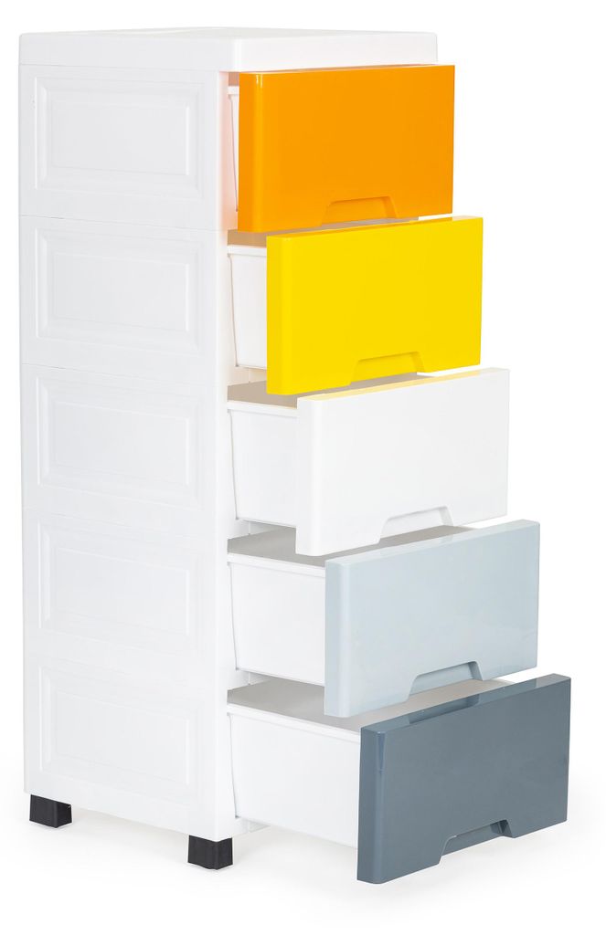 Libreria con 5 cassetti estraibili e gambe con rotelle Immagine del prodotto 