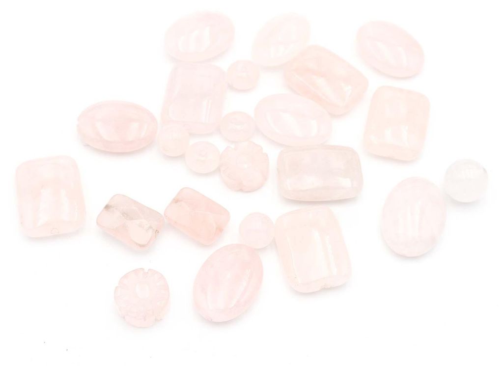Vintageparts Rosenquarz Perlen Set Mystery Mix - 50g Naturstein Mischung