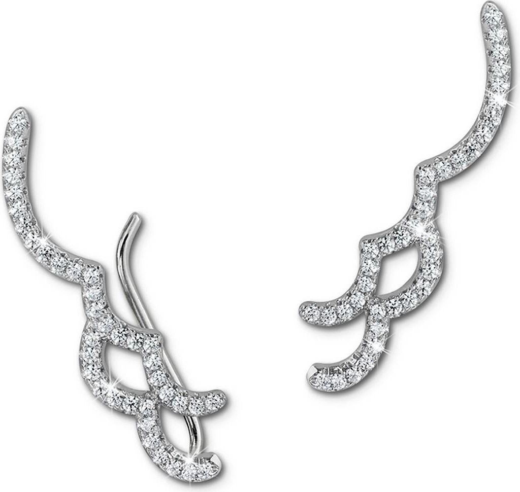 SilberDream Ohrringe Ear Cuff Welle Zirkonia weiß Ohrklemmen 925 Silber D2GSO462W