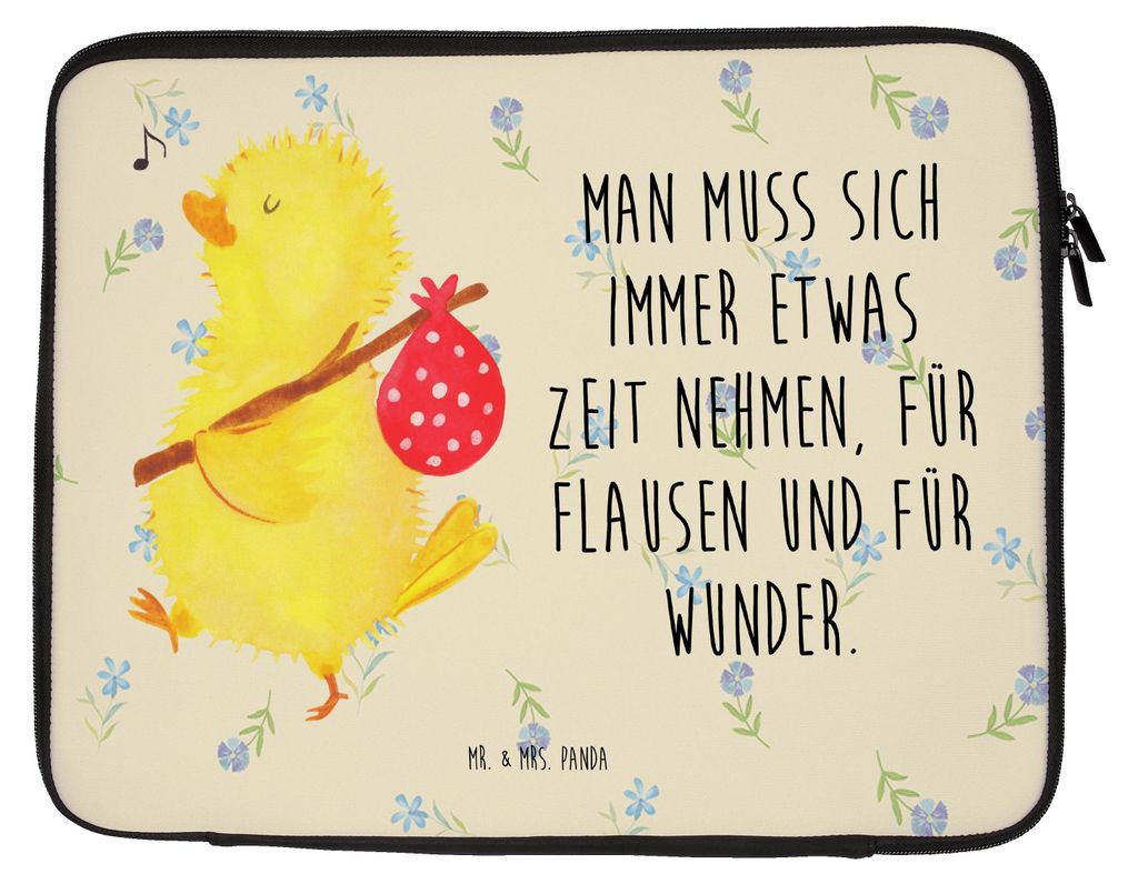 Mr. & Mrs. Panda Laptop Hülle Küken Wander 27 x 36 cm - Blumig - Geschenk, Frohe Ostern, Wunder, Laptophülle, Liebe Grüße, Notebook Tasche, Ei...