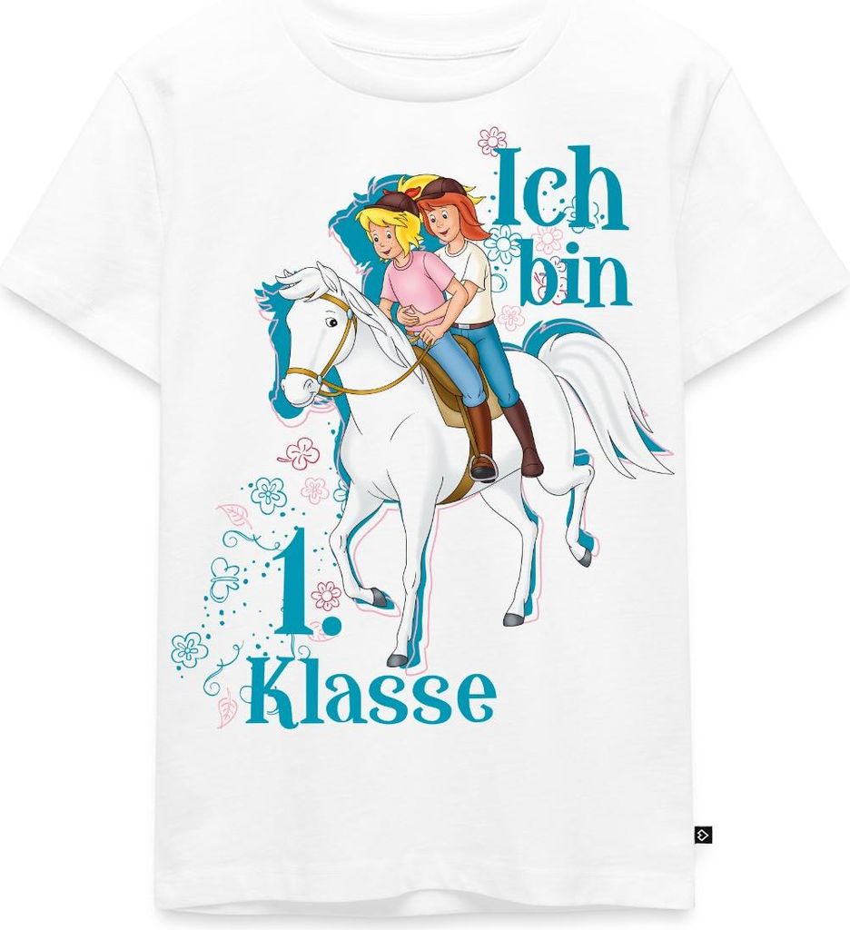 Spreadshirt Bibi und Tina Ich Bin 1. Klasse Kinder Premium T-Shirt, 98/104 (2 Jahre), Weiß