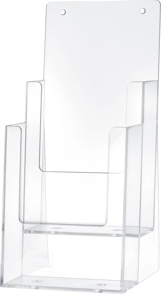 Espositore da Banco Helit: Porta Brochure 2 Tasche DIN Lungo Clear