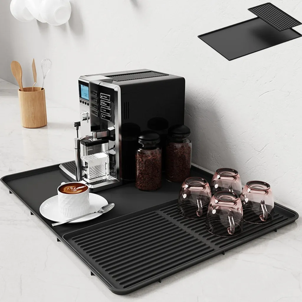 Tapis de bar antidérapant et résistant à la chaleur en silicone noir