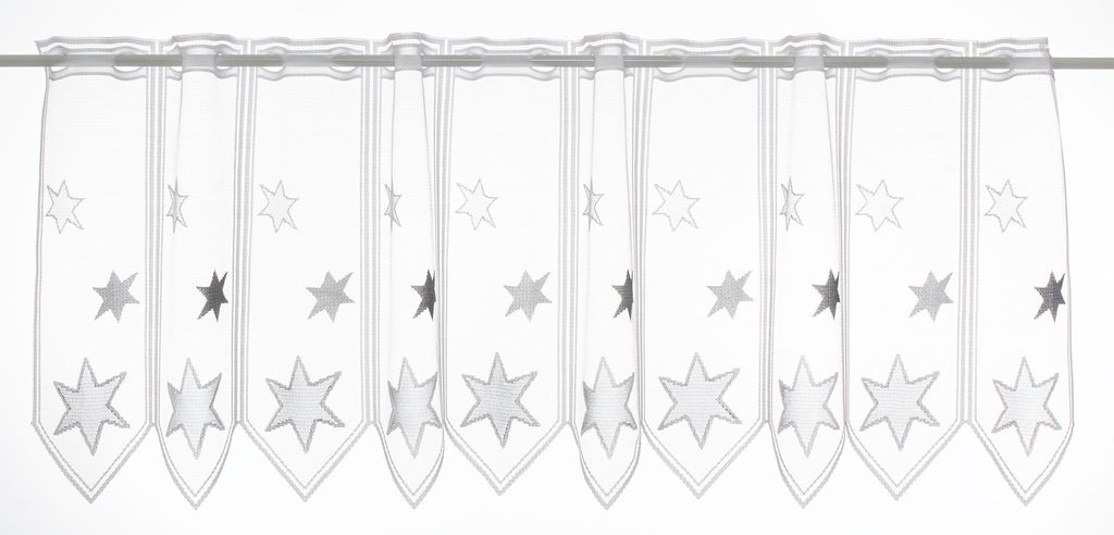 Gardinen Kranzusch Scheibengardine Sterne 45x168 cm H/B anthrazit Bistrogardine Vorhang Küche 1er Pack