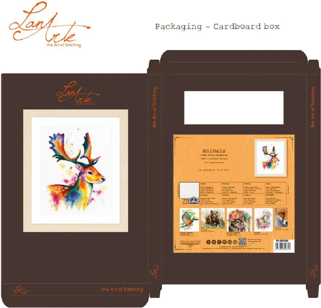 Broderie Point de Croix Compté Cerf Multicolore Kit Complet 29x40 cm