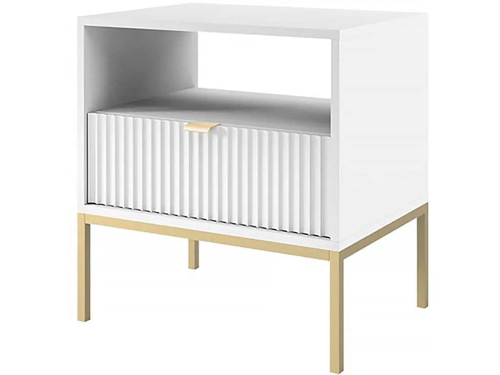Petite table de chevet en bois Tunis blanche - Idéal chambre d'adulte