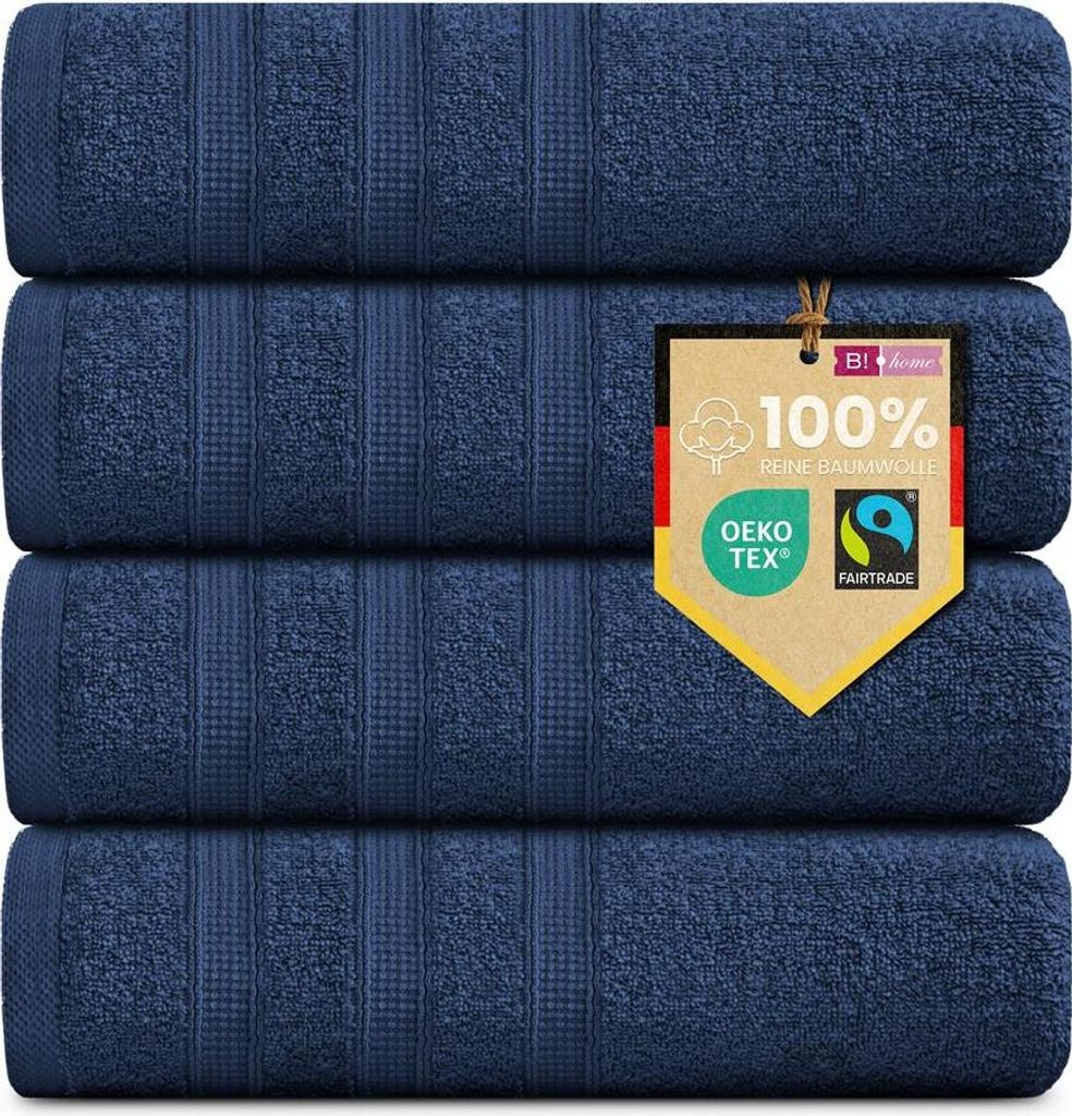 4er Set Handtücher Plain dunkelblau 50x100 : Dunkelblau : Produktbild 