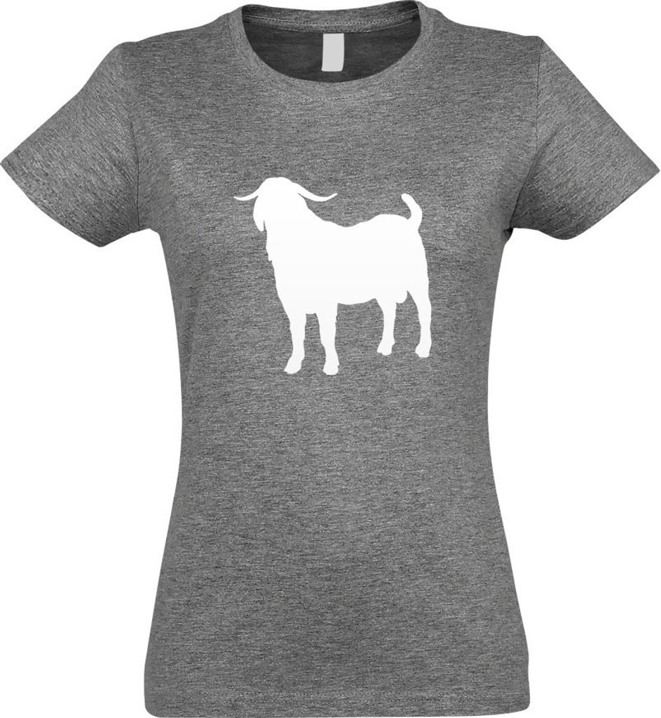 Kiwistar - T-Shirt tailliert - Damen - Graumeliert - Hausziege Motiv 2 - Ziegen - mit Motiv Bedruckt - Funshirt Design - Sport - Freizeit - Damen -...