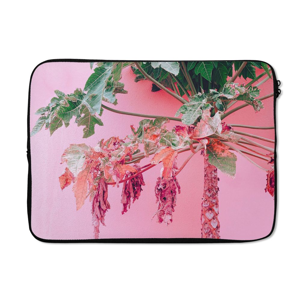 MuchoWow Laptop Hülle 13 Zoll Palme - Tropisch - Rosa - Sommer Laptoptasche - Laptophülle - Sleeve - Rundumschutz