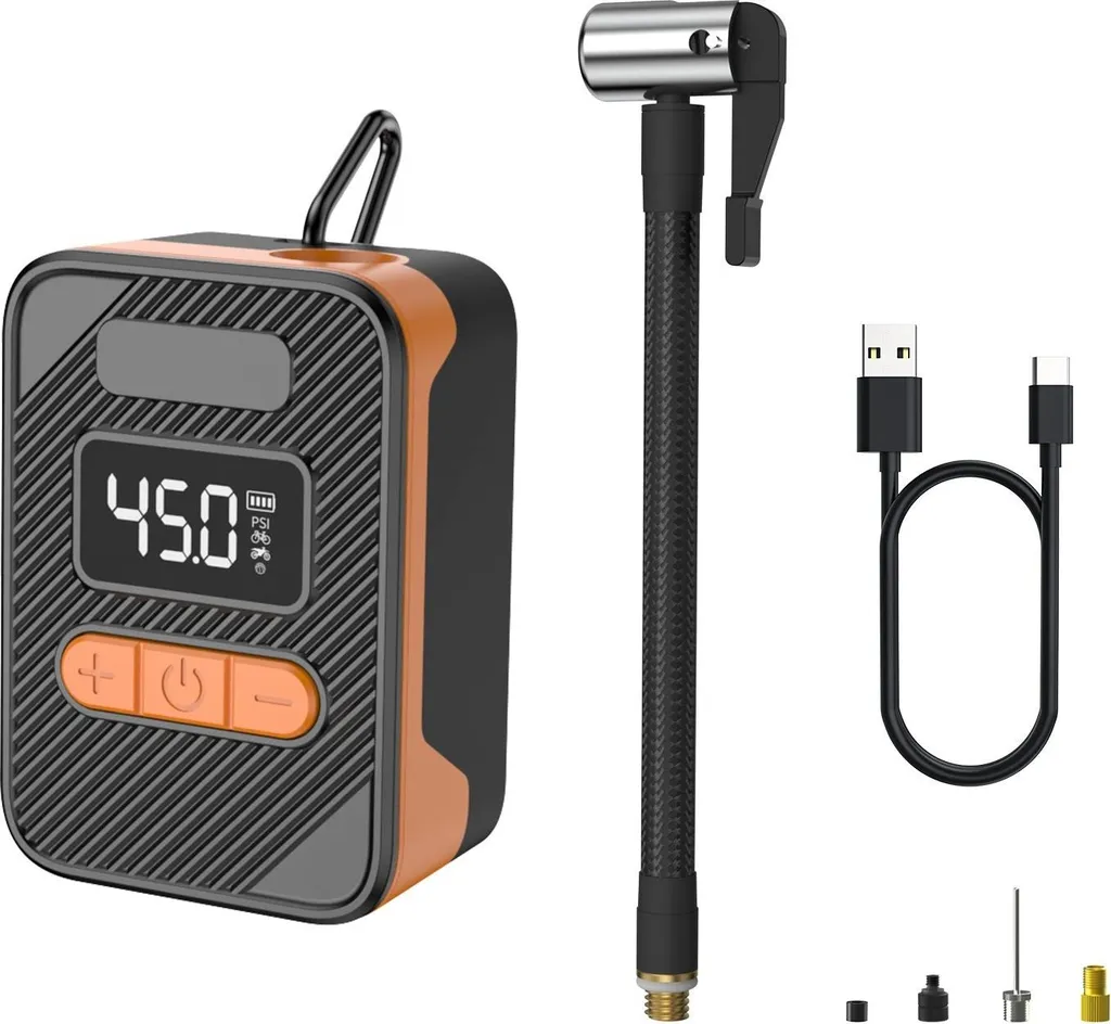 INF Pompe à air électrique portable Orange pour voiture et vélo