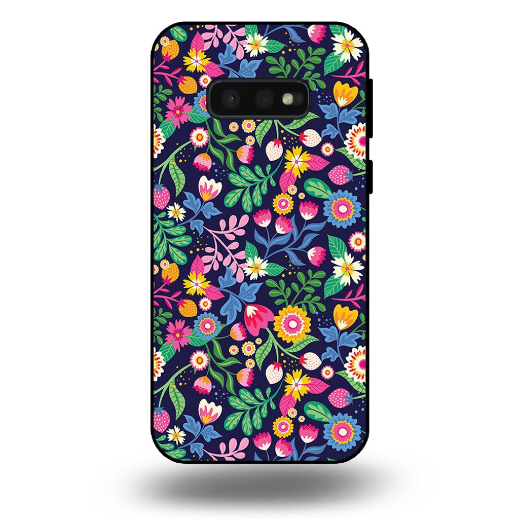 Smartphonica Handytasche passend für Samsung Galaxy S10E mit Blumendruck - TPU Rückseite Abdeckung Fall Blumendesign