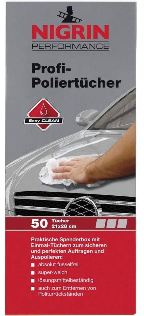 NIGRIN Profi-Poliertücher Spenderbox mit 50 Tüchern Produktbild 