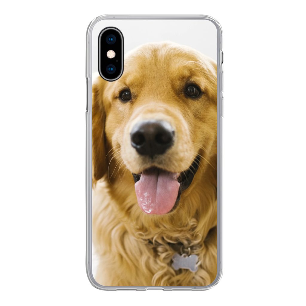 MuchoWow Handyhülle Schutzhülle Hülle für iPhone X Porträt eines superschönen Golden Retrievers Silikon Softcase Handy Hülle - Handyhülle