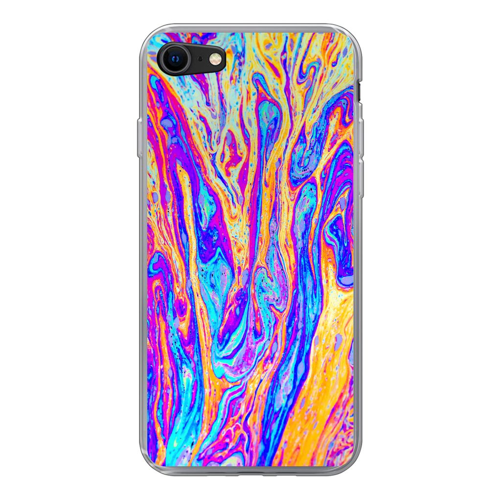 MuchoWow Handyhülle Schutzhülle Hülle für iPhone 7 Kunst - Farben - Psychedelisch Silikon Softcase Handy Hülle - Kartenhalter