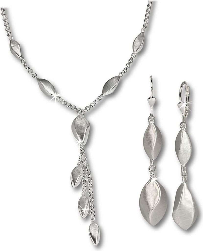 SilberDream Schmuck Set Collier Ohrringe Damen Tropfen matt Silber D2SDS414