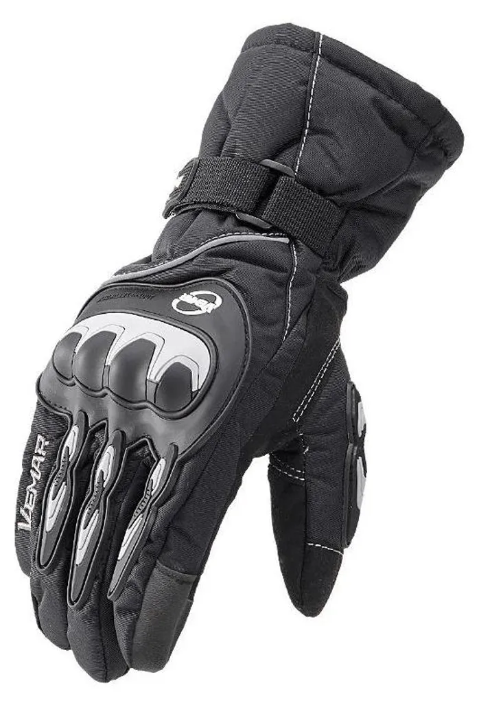 Gants de moto imperméables noir avec doublure chaude hiver, taille M