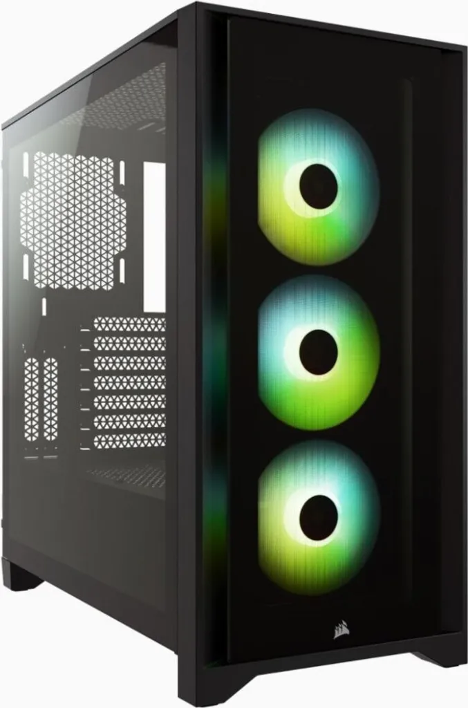 Boîtier PC Gamer Corsair iCUE 4000X RGB Moyen Tour ATX Noir Élégant