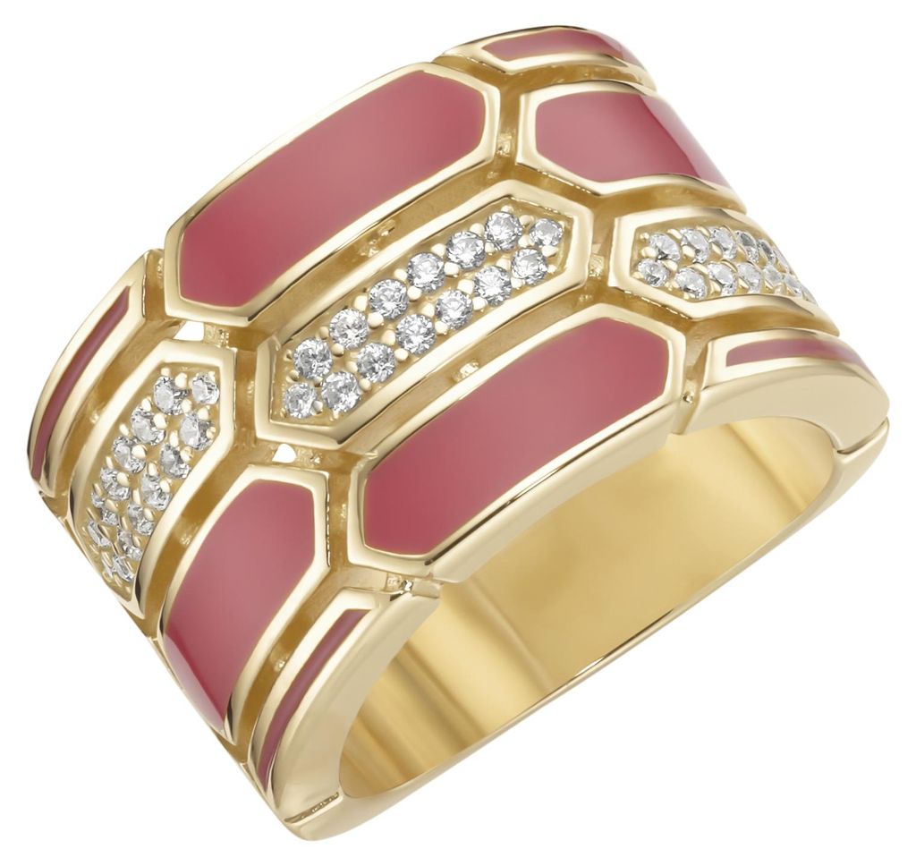Ring Giorgio Martello Milano mit Emaille-Einlagen und Zirkonia, Silber 925 Gold 58