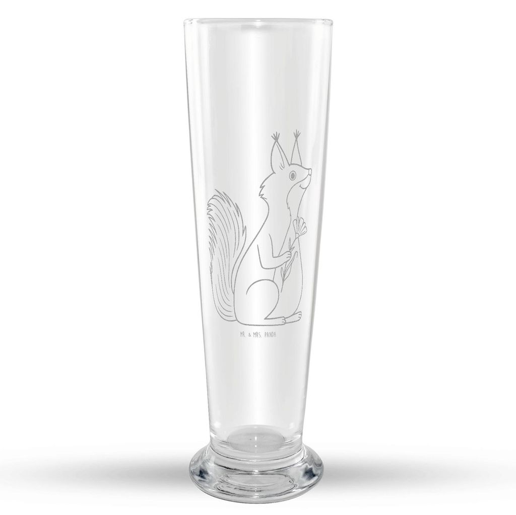 Mr. & Mrs. Panda Bierglas Eichhörnchen Blume - Transparent - Geschenk, Weizenbier Glas, Spaß, Mr Mrs Weizenglas, Lustige Sprüche, Eichhorn, Weiz...