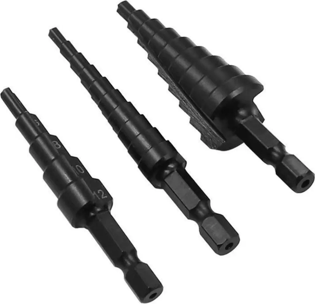INF Set di Punte a Gradino HSS a Scanalatura Dritta (3 Pezzi) - Per Legno e Metallo