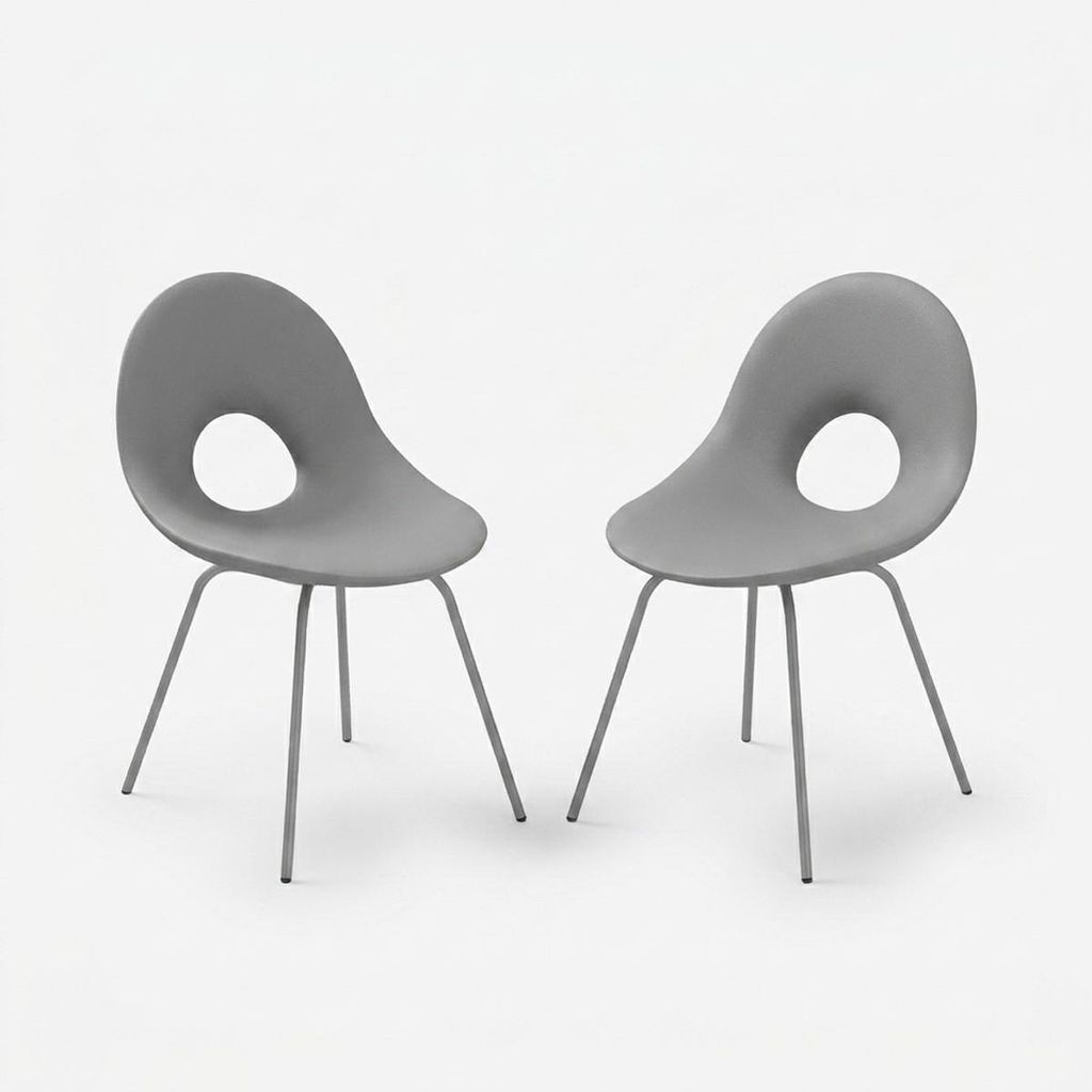 2er-Set Design-Stühle aus Polyethylen und Eisen für drinnen und draußen Candy - Eisen