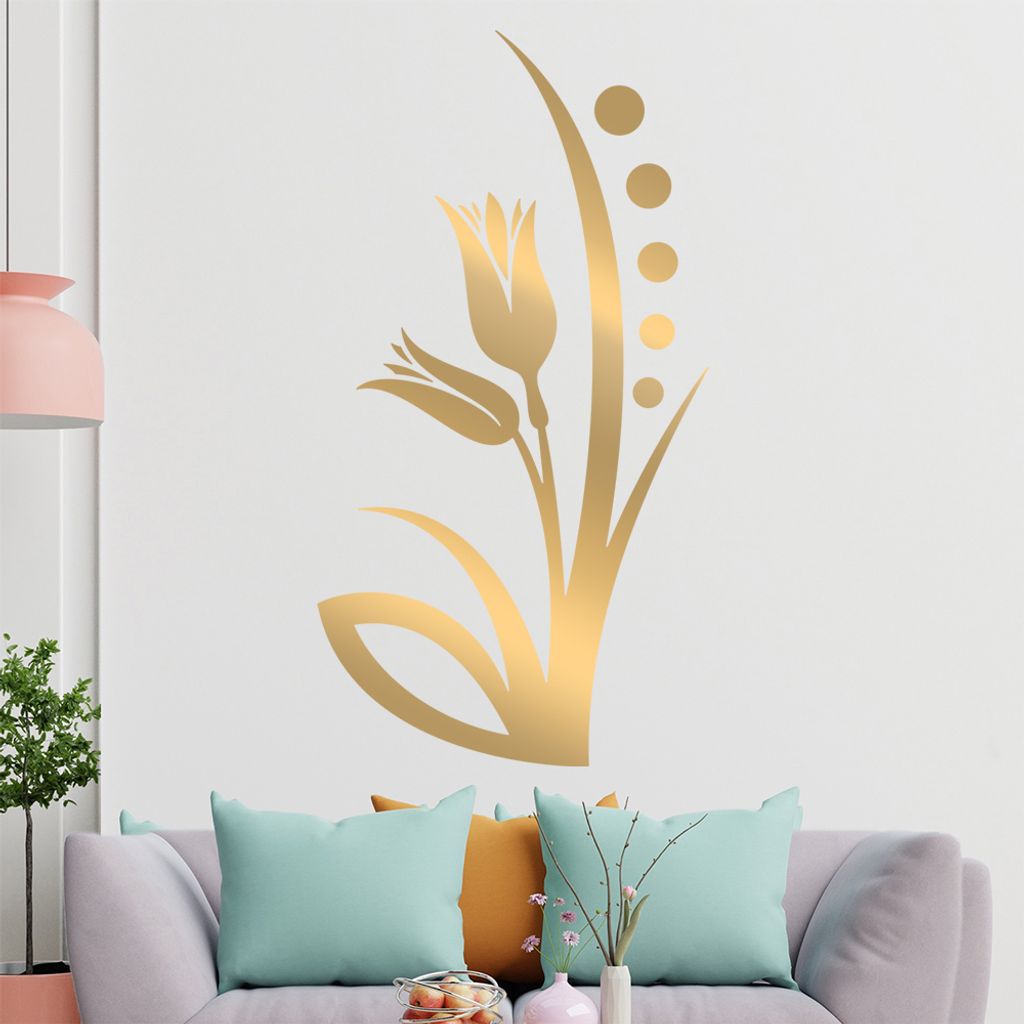 Blume - Linien Punkte Wandtattoo in 6 Größen - Wandaufkleber Wall Sticker - Dekoration, Küche, Wohnzimmer, Schlafzimmer, Badezimmer
