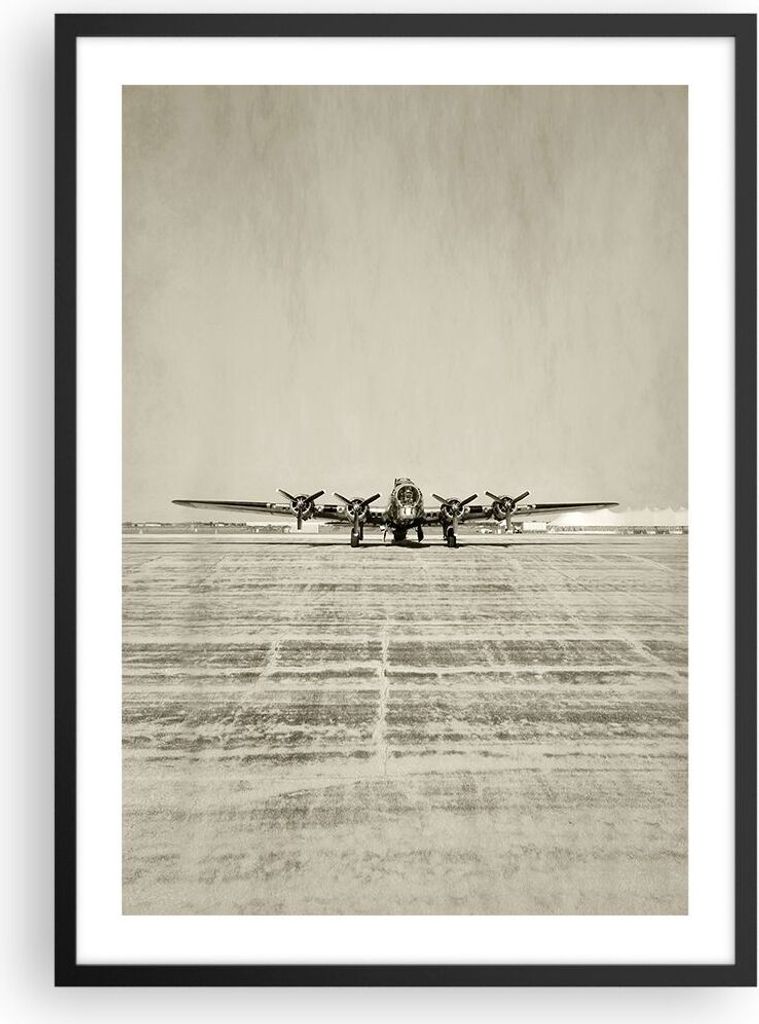 Gerahmtes Poster - Schwarzer Rahmen - Flugzeug alt Bomber - 50x70 cm - Wand Bild - Wanddeko - Wandbilder - Kunstposter - Wandposter - Bilderrahmen ...