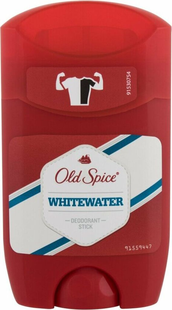 A red Old Spice Whitewater Deodorant Stick.
