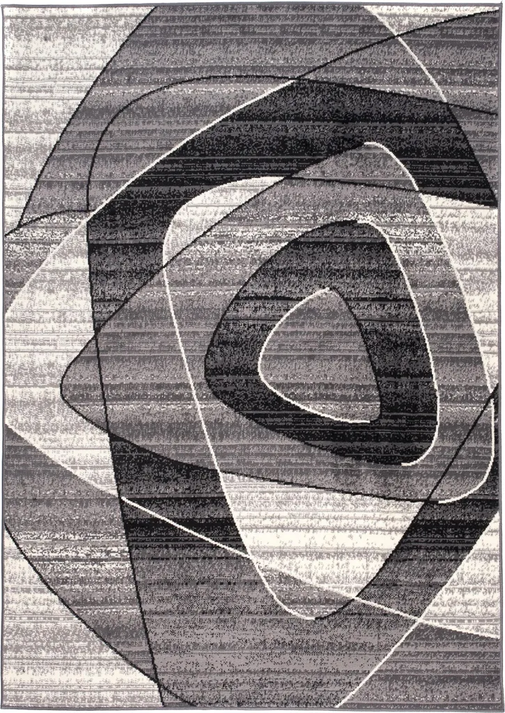 Tapis Anti-Allergie Oekotex Moderne Gris Noir - Grand Salon 250x350