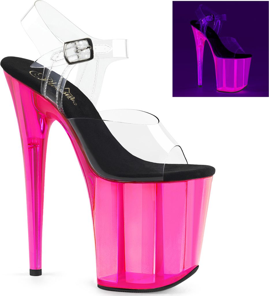FLAMINGO-808UVT Damen Sandale von Pleaser, Transparent EU 38, US 8