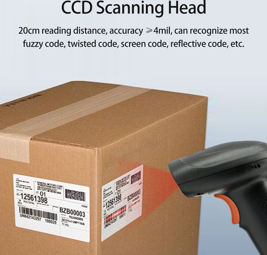 Kabelloser 1D-Barcode-Scanner, 2,4 G + USB-Kabelverbindung, Produktbild 2
