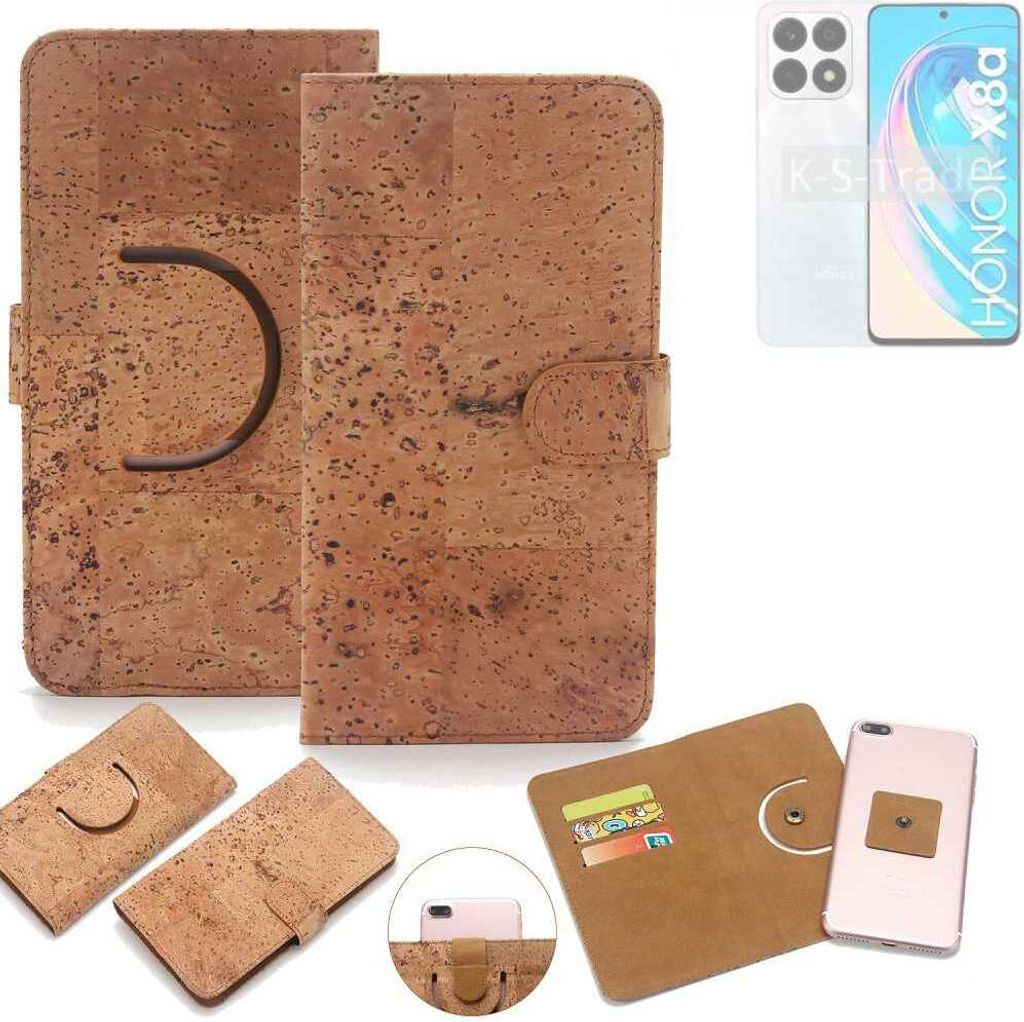 K-S-Trade Handy-Hülle Schutz-Hülle kompatibel mit Honor X8a 5G Handyhülle Schutzhülle Korkhülle Kork-Hülle 1x