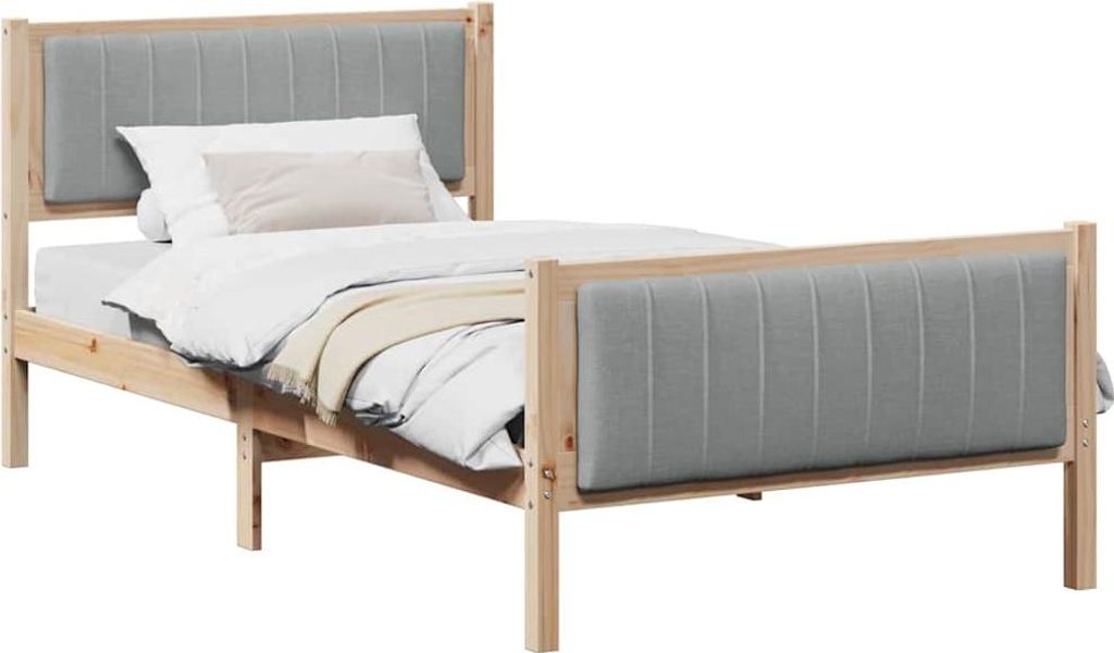 Bettgestell Braun und hellgrau 100 x 200 cm Massivholz Kiefer