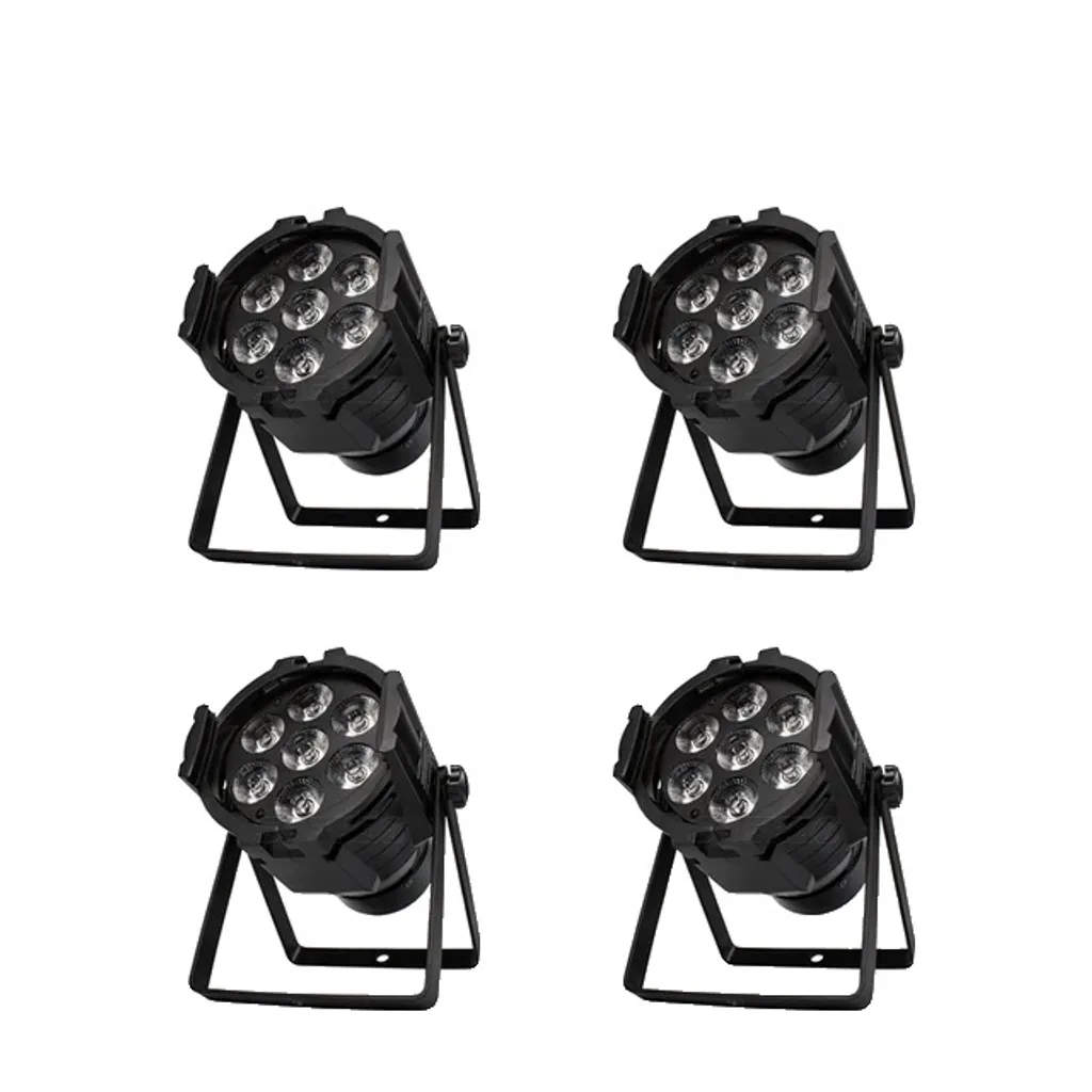 Pack 4 Projecteurs LED Par 7x18W RGBWA+UV avec Boîtier Aluminium Robuste