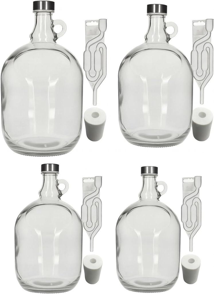 4 x Gärballon 3 L – Glasballon mit Gärröhrchen & Produktbild 