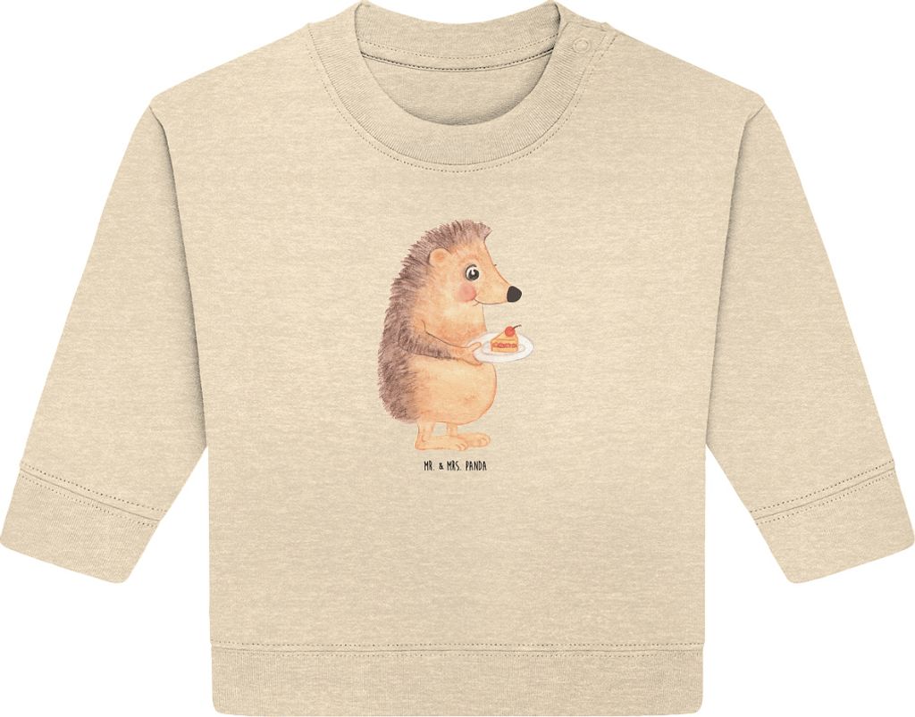 Mr. & Mrs. Panda Organic Baby Pullover Igel Kuchenstück 24. - 36. Monat - Natural Raw - Geschenk, Torte, Geburtstagskuchen, Bullover, Backen, Lust...