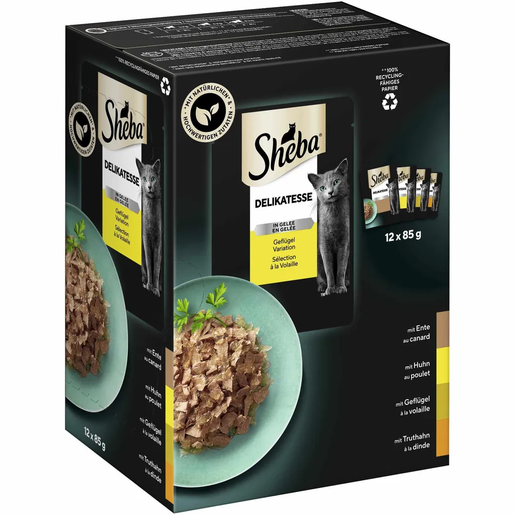 Repas Complet pour Chat Sheba Délicatesse Gelée 12x85g Sélection Volaille - 17