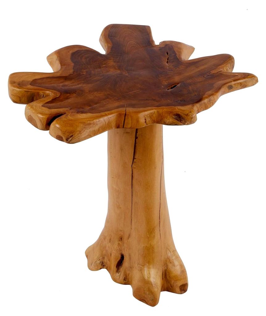 Couchtisch aus massivem Teakholz mit Jahresringen, 60 cm