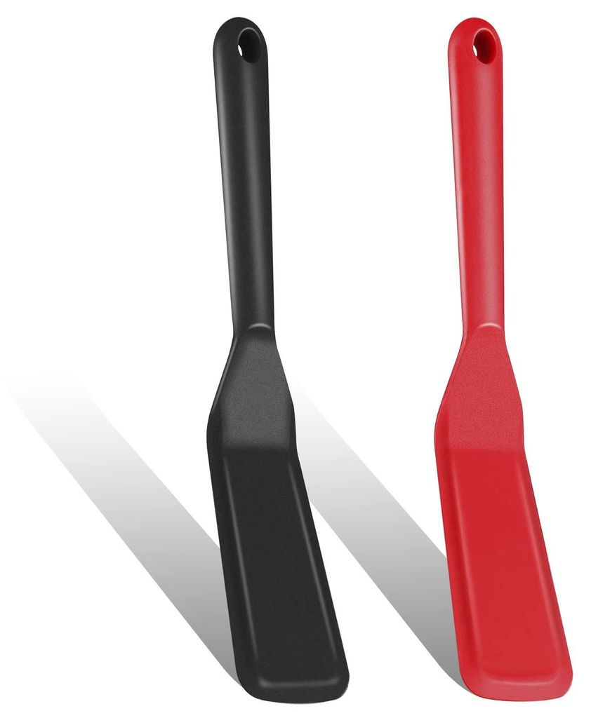 2-teiliges Silikonspatel-Set mit langem Griff, hitzebeständig, inklusive Pfannenwender und Teigschaber.