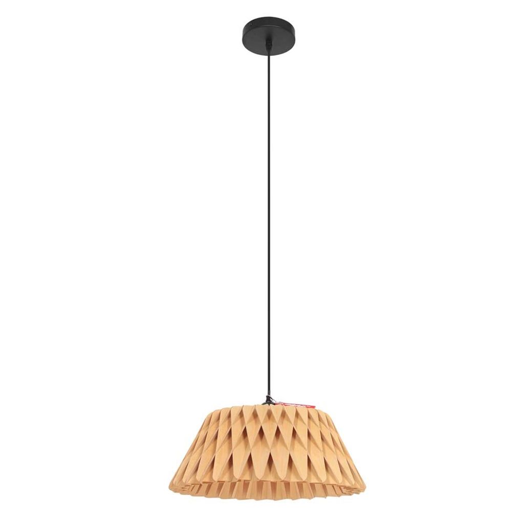 Steinhauer Pendelleuchte Maze 1-flammig Holz/ Schwarz 46x46cm