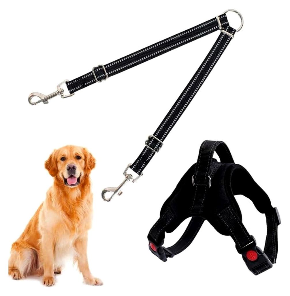 Hundeleine für zwei Hunde, Doppelleine für 2 Hunde, verwicklungsfreier Doppel-Hundeleinen-Koppler, reflektierende Hundeleine, doppelte Hundeleine...