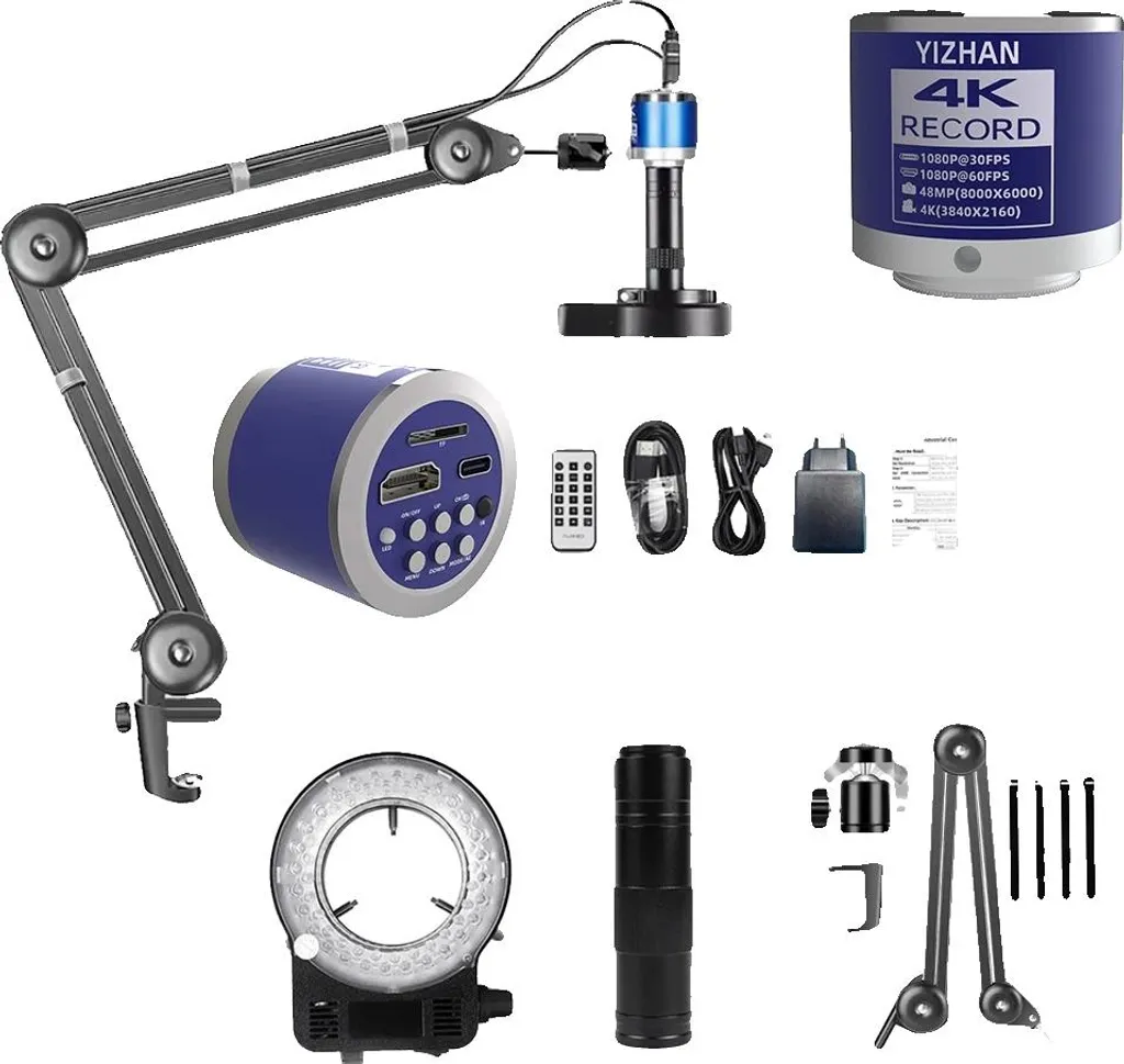 Caméra Microscope HDMI VGA 13MP Zoom 150x Capteur Sony 8.42MP 0-150x-a