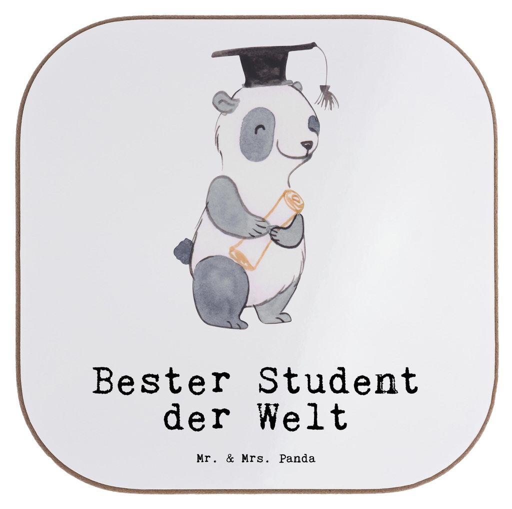 Mr. & Mrs. Panda Untersetzer Tasse Pinguin Bester Student der Welt - Weiß - Geschenk, Universität, Musterschüler, unterleger, gläseruntersetzer...