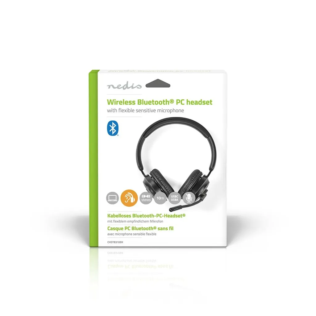Cuffie Bluetooth Pieghevoli Nero - Auricolare Stereo PC con Microfono - 16