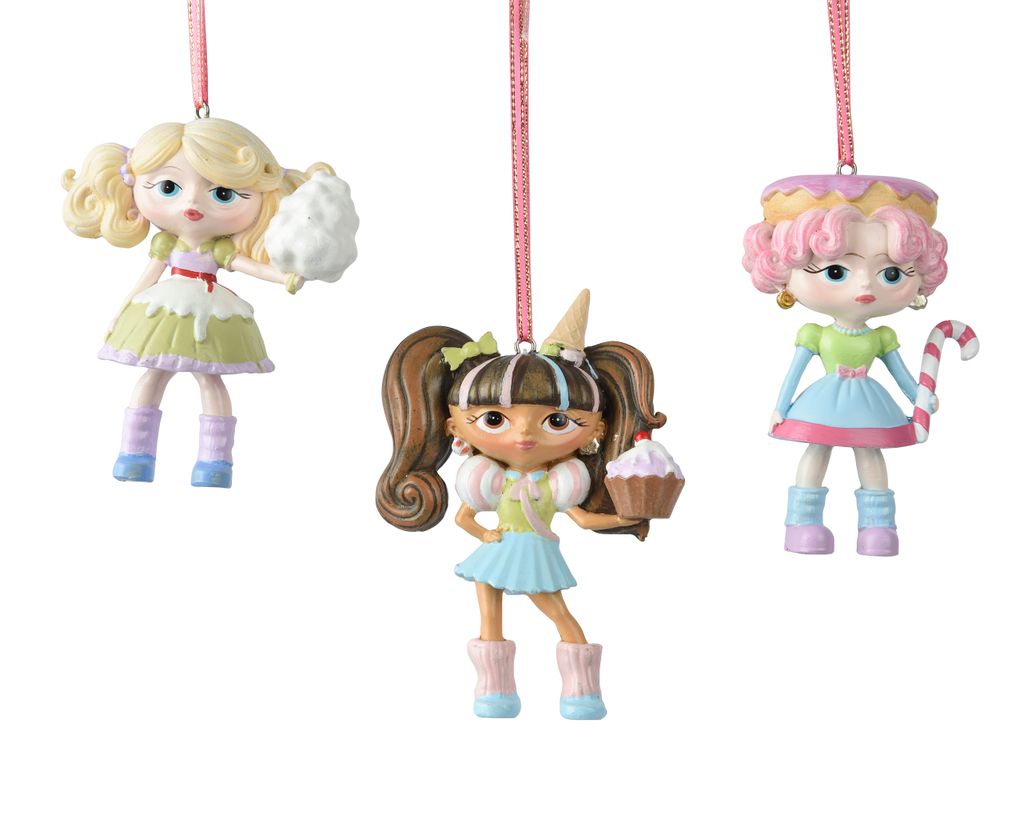 Christbaumschmuck Girl Figur Keramik 10cm Candy 1 Stück sortiert Bunt