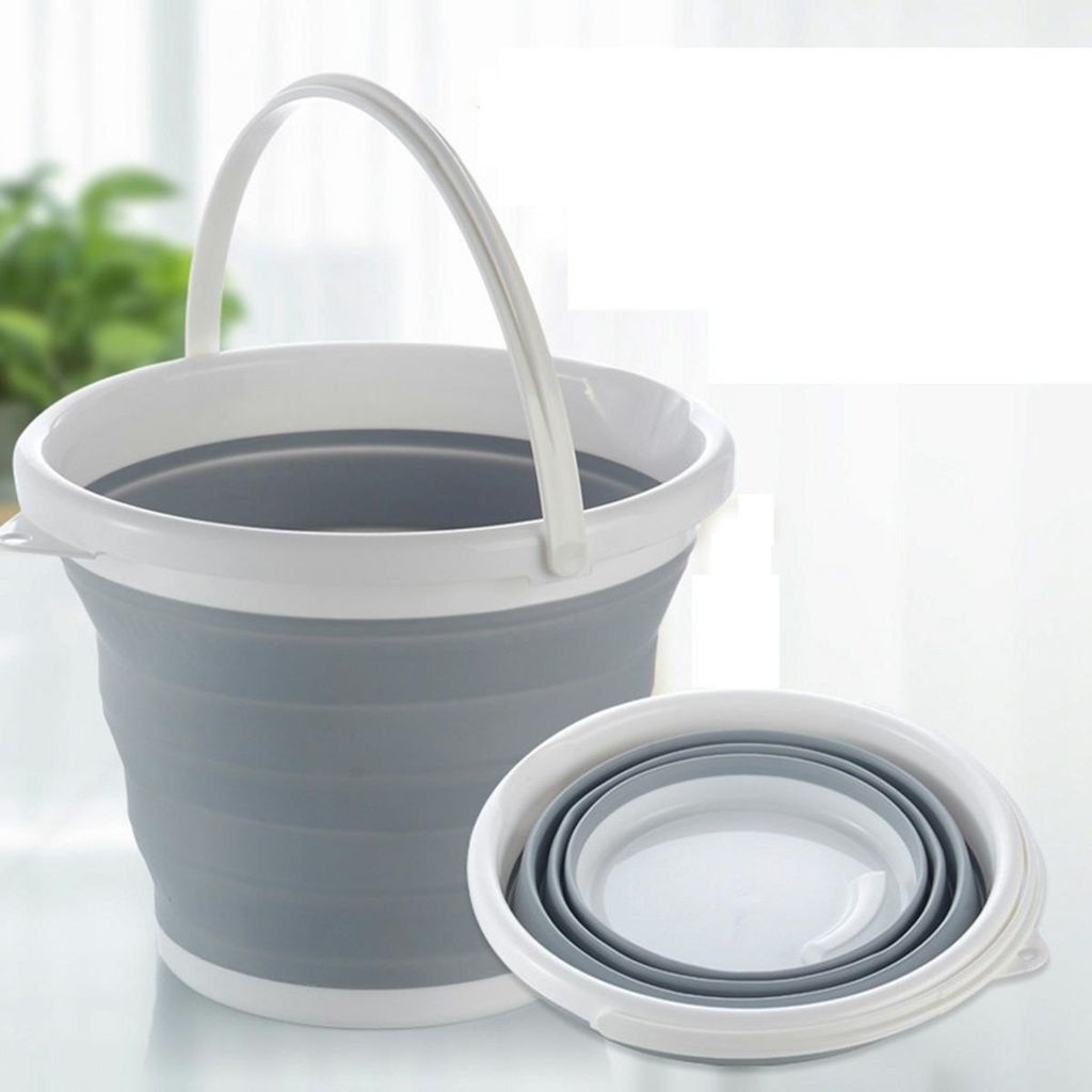 APT AG659 Skládací silikonový kbelík 5 l - šedý Obrázek produktu 7